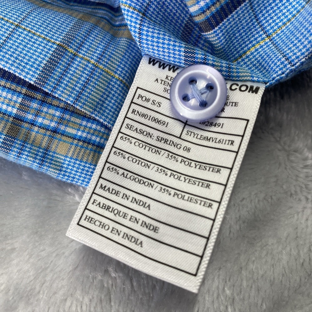 Hurley Button Up Shirt Mens Medium Blue Plaid Metallic Long Sleeve MVL611TR - Picture 13 of 13
